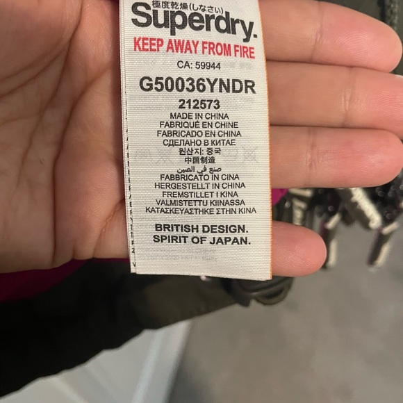 Superdry Olive Green Wind Parka with Faux Fur Hood - Picture 10 of 12